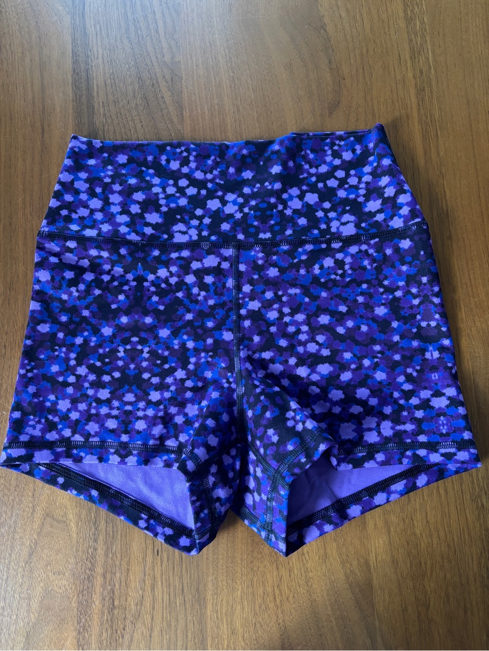 Fleo Purple Floral-Patterned High-Rise Athletic Shorts